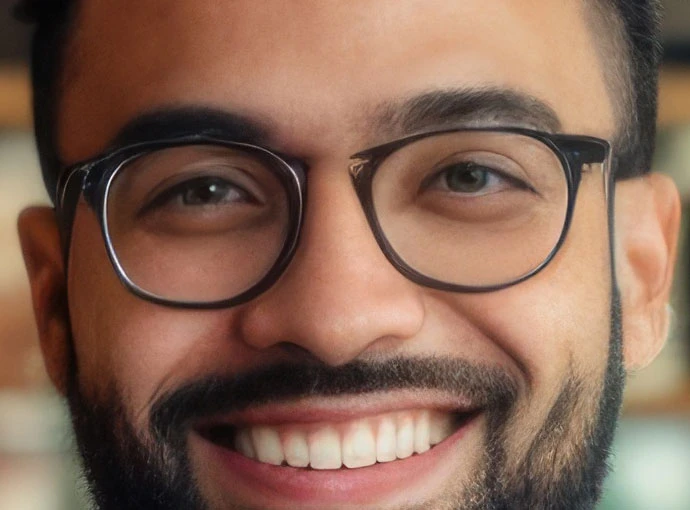 Detailansicht der ersten Person auf dem von Adobes Generative AI generierten Bild Detailansicht der ersten Person auf dem von Adobes Generative AI generierten Bild