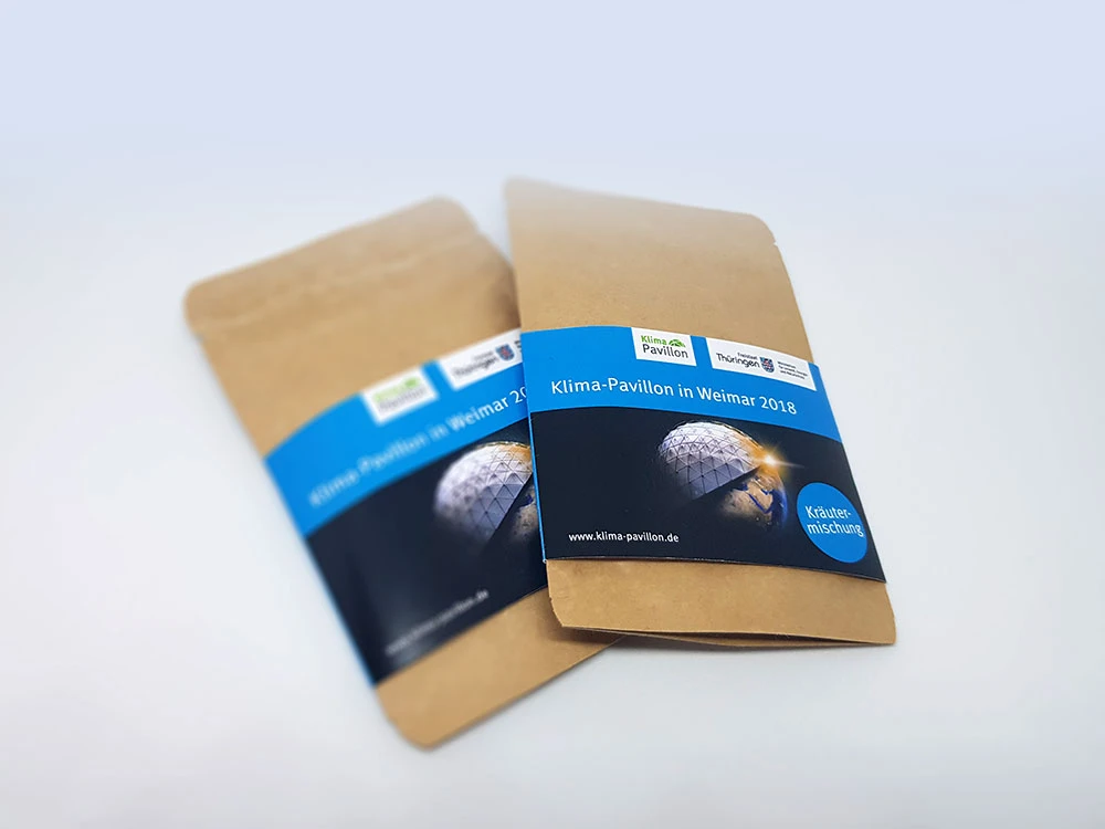 Klima-Pavillon Werbemedium Natur-Bags Klima-Pavillon Werbemedium Natur-Bags