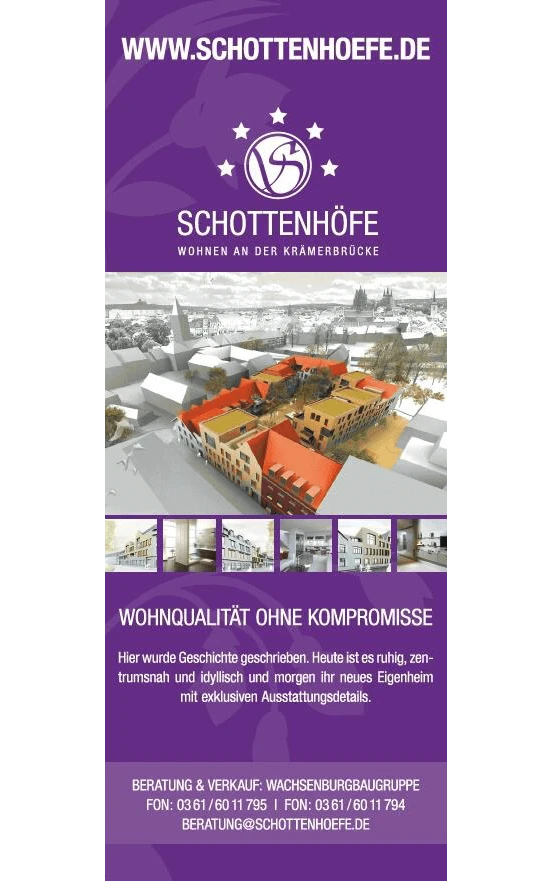 Werbebanner der Schottenhöfe mit 3D Visualisierung der Gebäude