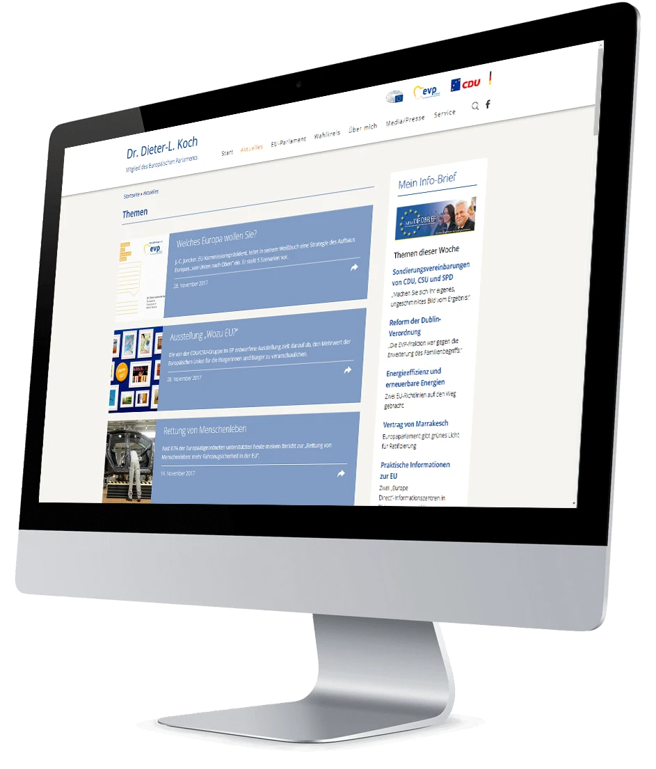 Website Relaunch für Dr. Dieter Lebrecht Koch (Europaabgeordneter) Website Relaunch für Dr. Dieter Lebrecht Koch (Europaabgeordneter)